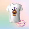 Playera blanca infantil para Halloween con diseño de calabaza.