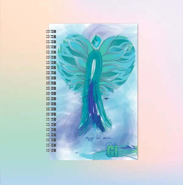 Libreta personalizada con ángel-b- en azul y tapas duras