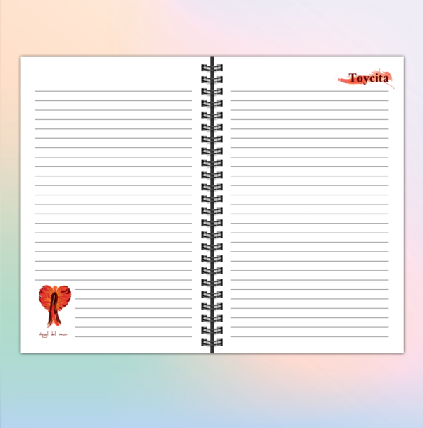 Libreta personalizada con ángel-b- en rojo e interiores a color