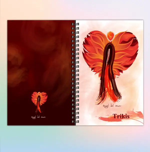 Libreta personalizada con ángel-b- en rojo y tapas duras