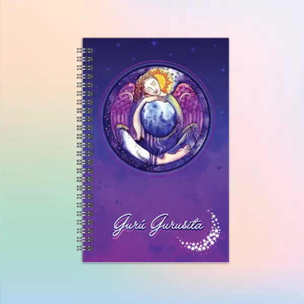 Libreta personalizada con ángel-d- en morada y tapas duras