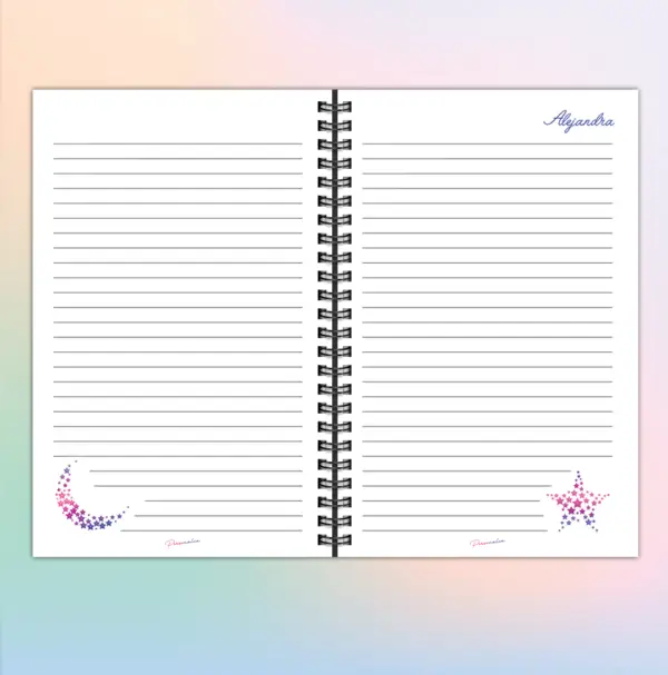 Libreta personalizada con ángel-d- en morada, interiores