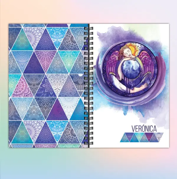 Libreta personalizada con ángel-d- en blanco y tapas duras